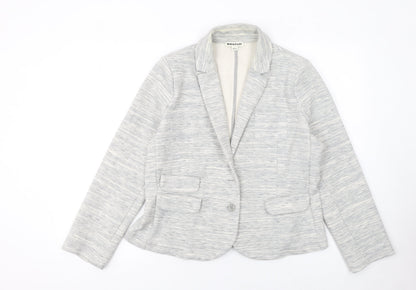 Whistles Women's Grey Single-Breasted Blazer UK 16 Cotton Blend
