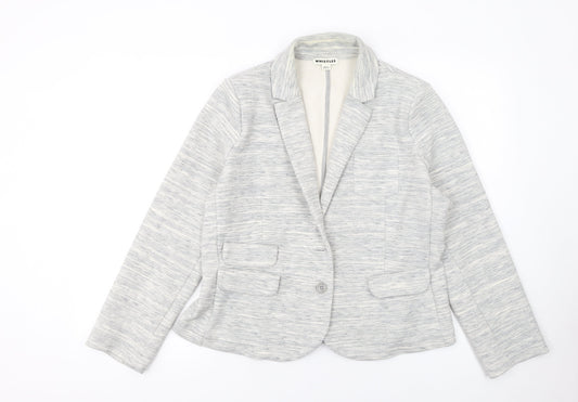 Whistles Women's Grey Single-Breasted Blazer UK 16 Cotton Blend