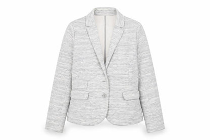 Whistles Women's Grey Single-Breasted Blazer UK 16 Cotton Blend
