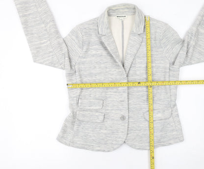 Whistles Women's Grey Single-Breasted Blazer UK 16 Cotton Blend