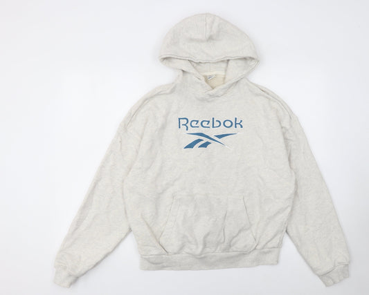 Womens UK Size M Reebok Beige Pullover Hoodie