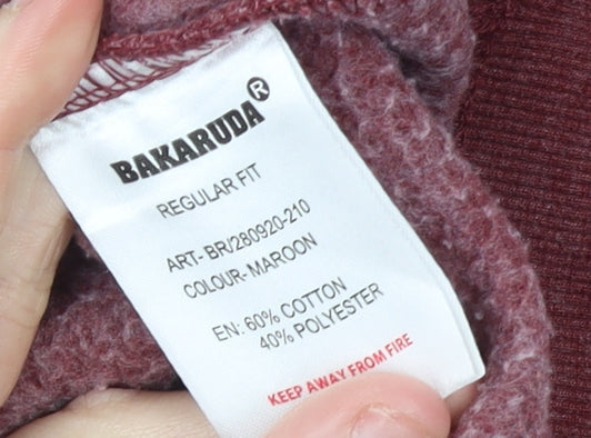 Mens UK Size L Bakaruda Red Pullover Hoodie