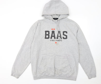 Mens UK Size L Baas Grey Pullover Hoodie
