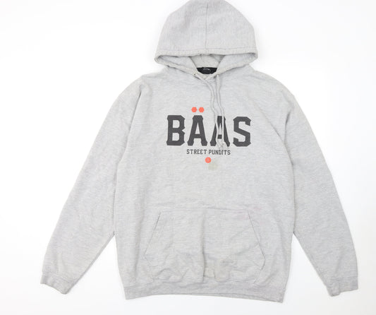 Mens UK Size L Baas Grey Pullover Hoodie