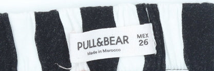 Pull&Bear Womens Black White Striped Viscose Tapered Trousers Size 8