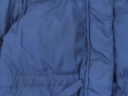 H&M Girls Blue Puffer Coat 8-9 Years Long Quilted Winter Jacket