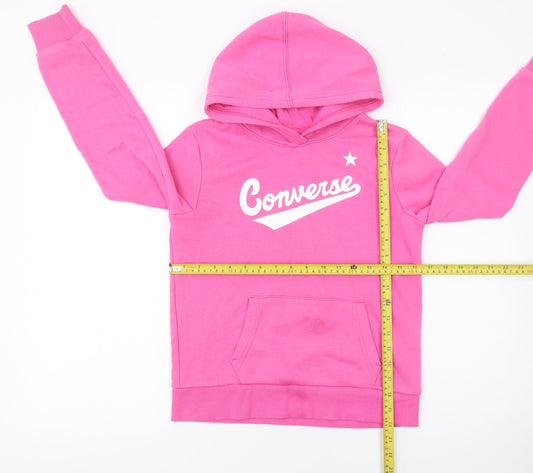 Converse Girls Pink Hoodie L 12-13 Years Pullover Cotton Blend Sweatshirt