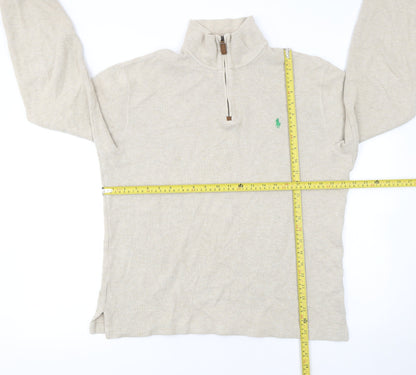 Ralph Lauren Men’s Beige 1/2 Zip Cotton Knit Jumper M