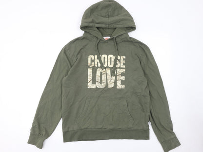 Womens UK Size S Choose Love Green Pullover Hoodie