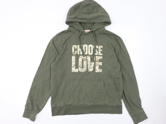 Womens UK Size S Choose Love Green Pullover Hoodie