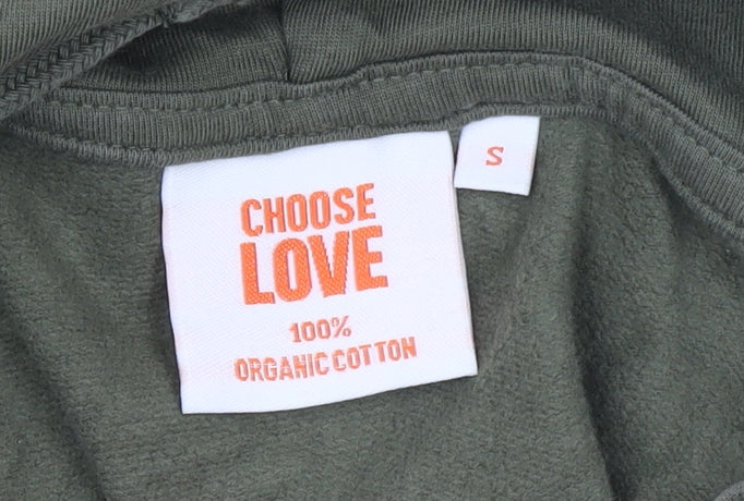 Womens UK Size S Choose Love Green Pullover Hoodie
