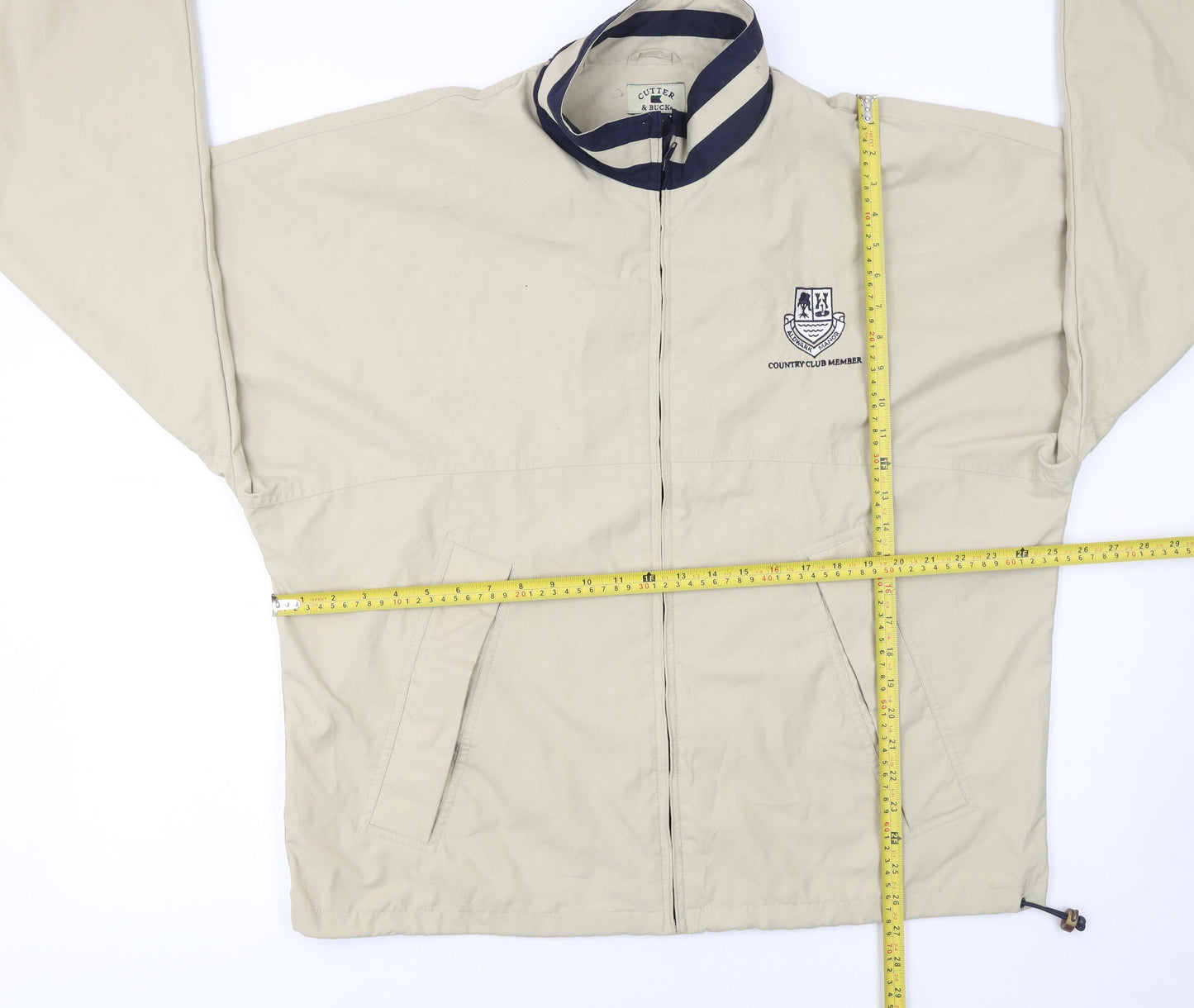 Mens UK Size L Cutter & Buck Beige Windbreaker Coat