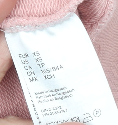 Womens UK Size XS H&M Pink Pullover Hoodie