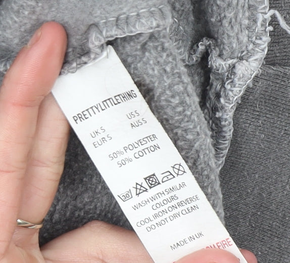 Womens UK Size S PRETTYLITTLETHING Grey Pullover Hoodie