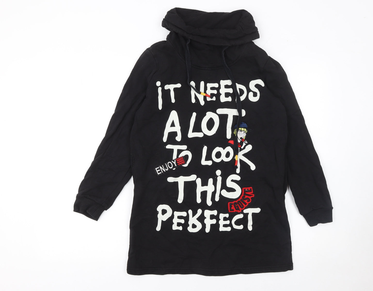 Womens UK Size 8 Seatosty Black Pullover Hoodie