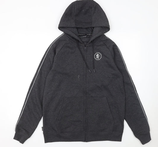 Mens UK Size L Gym King Grey Full Zip Hoodie