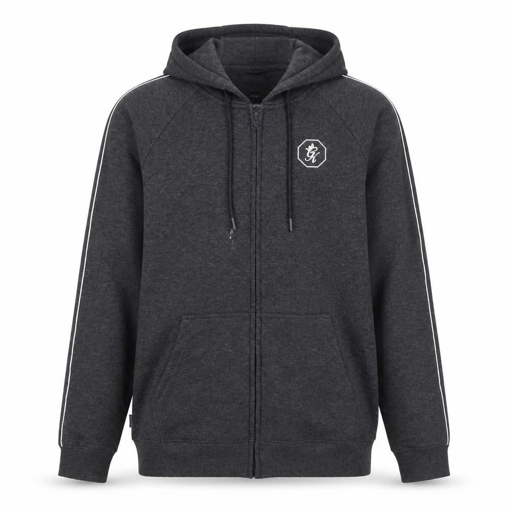 Mens UK Size L Gym King Grey Full Zip Hoodie