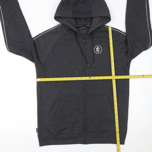 Mens UK Size L Gym King Grey Full Zip Hoodie