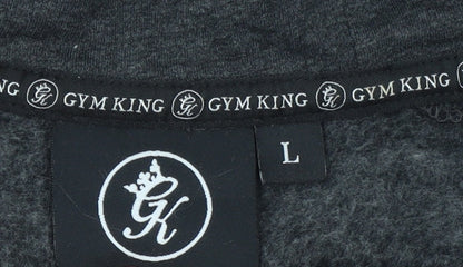 Mens UK Size L Gym King Grey Full Zip Hoodie