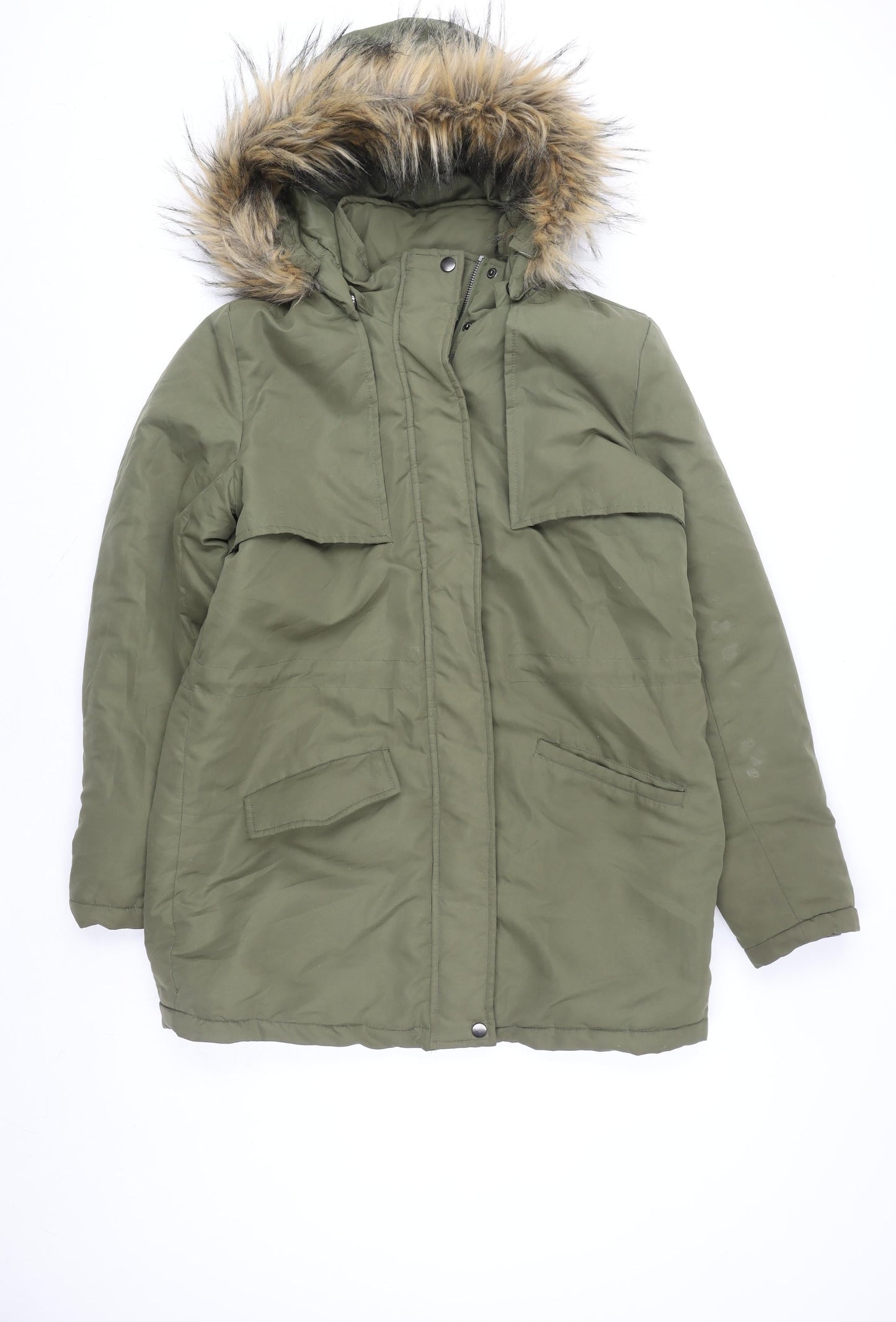 Womens UK Size M VILA Green Parka Coat