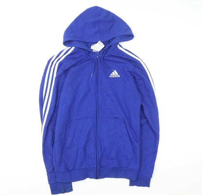 adidas Men's Blue Small Full Zip Hooded Sports Jacket