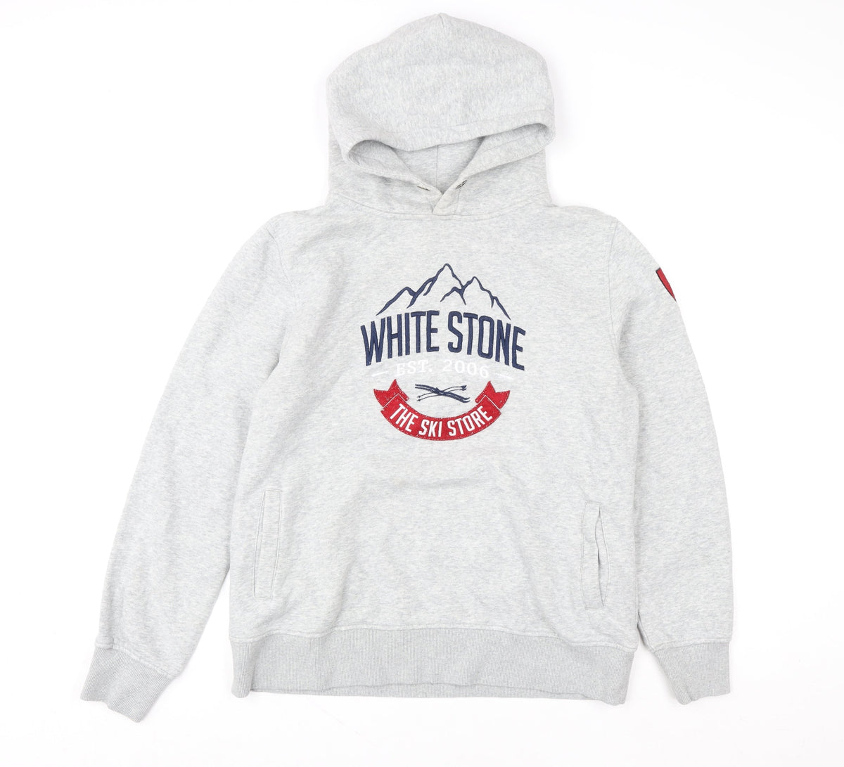 Womens UK Size L White Stone Grey Pullover Hoodie