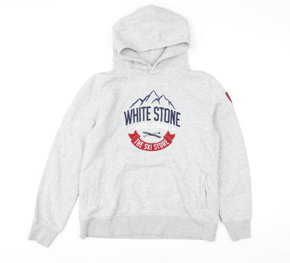 Womens UK Size L White Stone Grey Pullover Hoodie