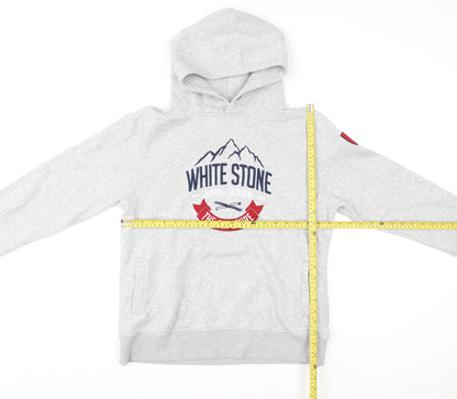 Womens UK Size L White Stone Grey Pullover Hoodie