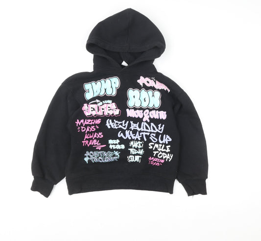 Girls UK Size 9 Years Zara Black Pullover Hoodie