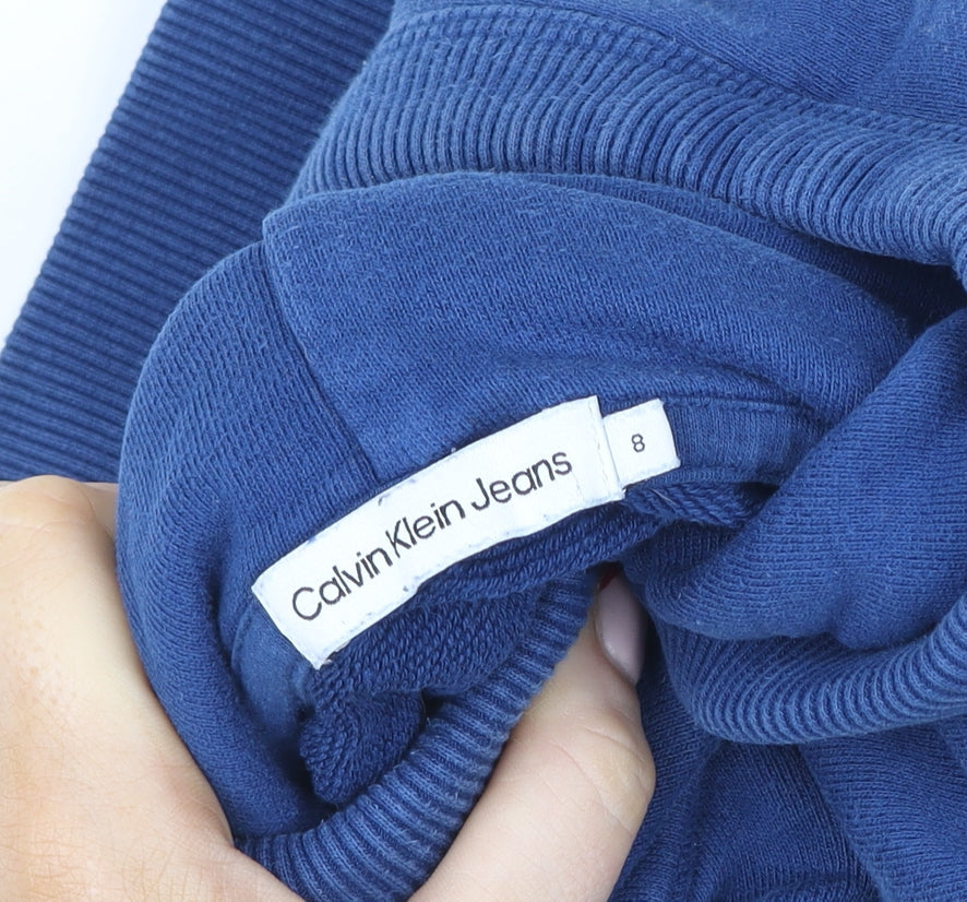 Boys UK Size 8 Years Calvin Klein Jeans Blue Pullover Hoodie