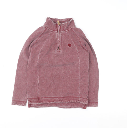 Fat Face Boys Red Burgundy 1/4 Zip Cotton Sweatshirt Size 8 Years