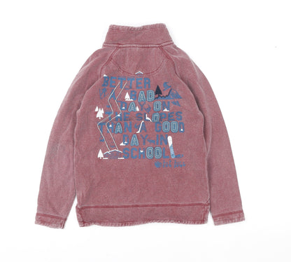 Fat Face Boys Red Burgundy 1/4 Zip Cotton Sweatshirt Size 8 Years