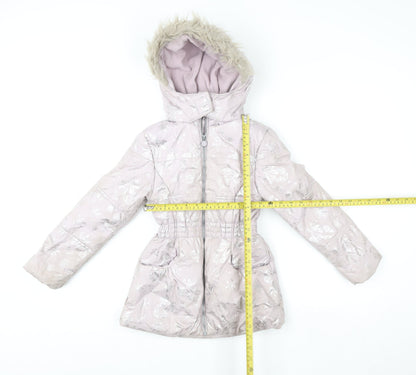 Disney Frozen Girls Pink Hooded Puffer Coat 7-8 Years Winter Jacket