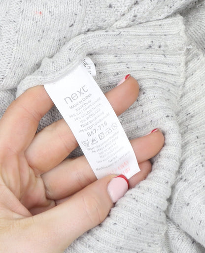 Next Men’s Grey Cable Knit Pullover Jumper M Cotton Wool Elbow Patches