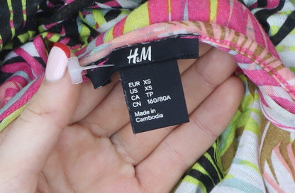 H&M Women's Multicoloured Tropical Tunic Blouse XS
