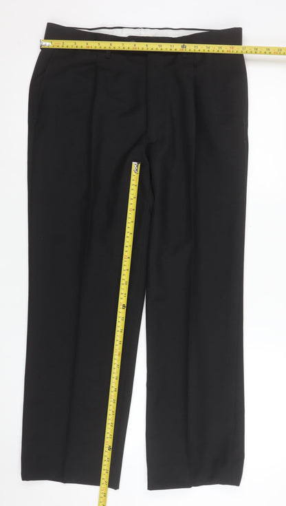 Mens UK Size L Marks and Spencer Regular Fit Dress Pants Black Trousers