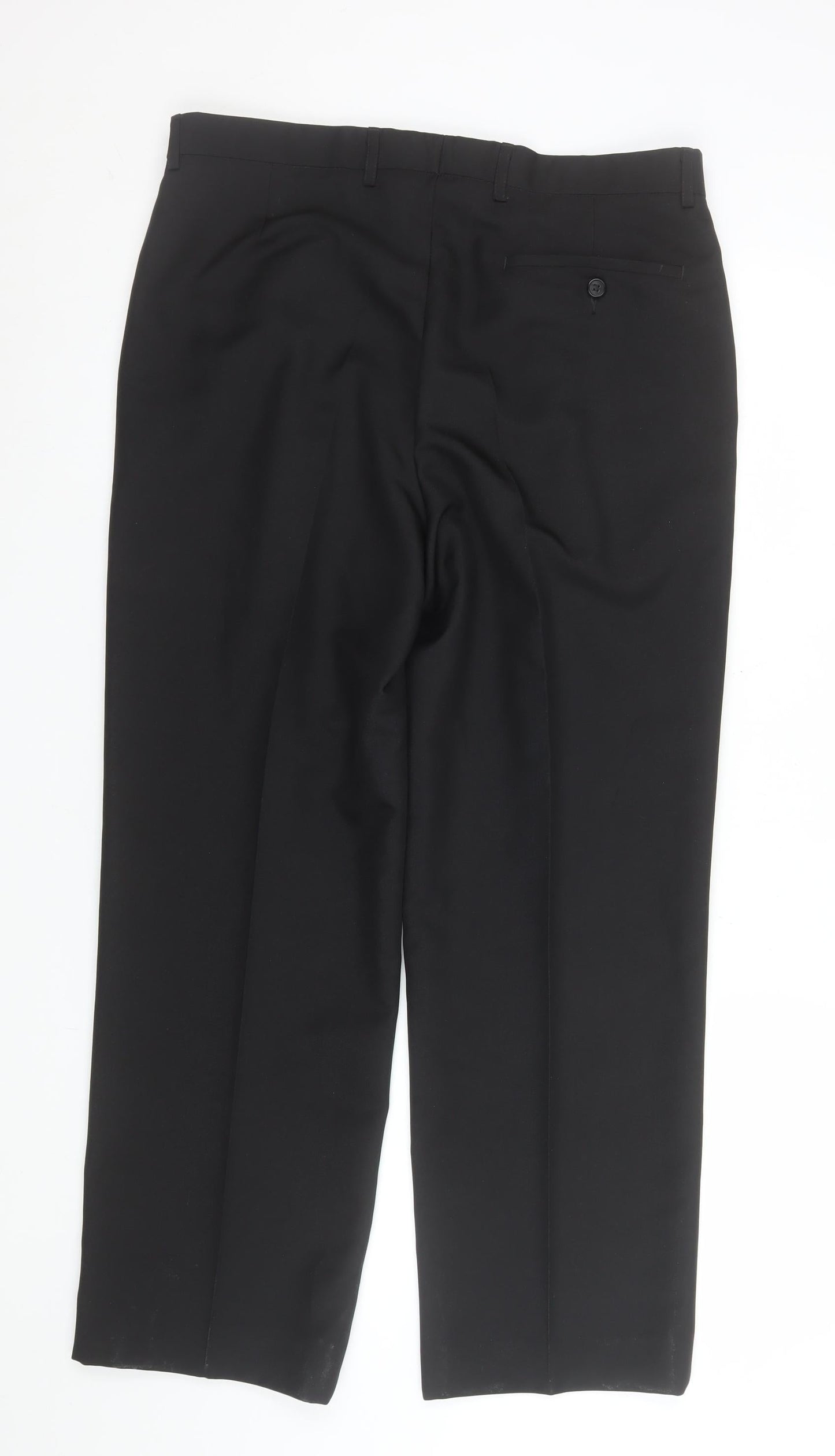 Mens UK Size L Marks and Spencer Regular Fit Dress Pants Black Trousers