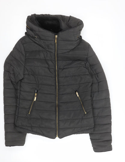 Womens UK Size S Rising Black Puffer Jacket