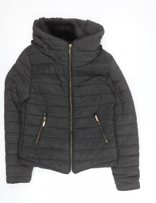 Womens UK Size S Rising Black Puffer Jacket