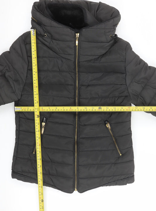 Womens UK Size S Rising Black Puffer Jacket