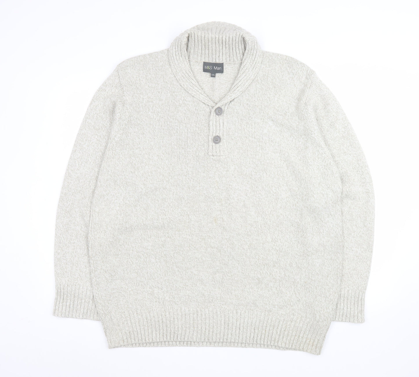 Marks and Spencer Men’s Ivory 2XL Acrylic Henley Jumper