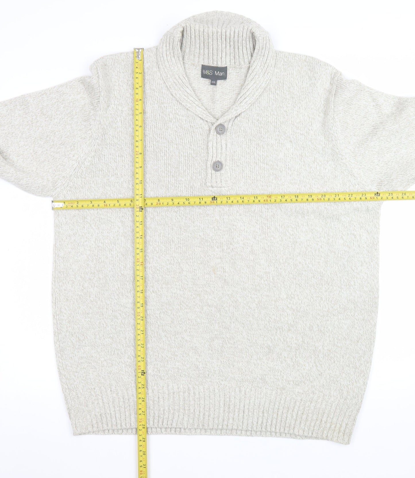 Marks and Spencer Men’s Ivory 2XL Acrylic Henley Jumper