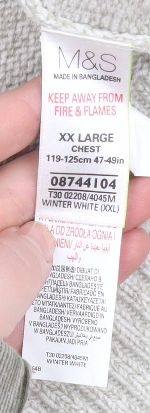 Marks and Spencer Men’s Ivory 2XL Acrylic Henley Jumper