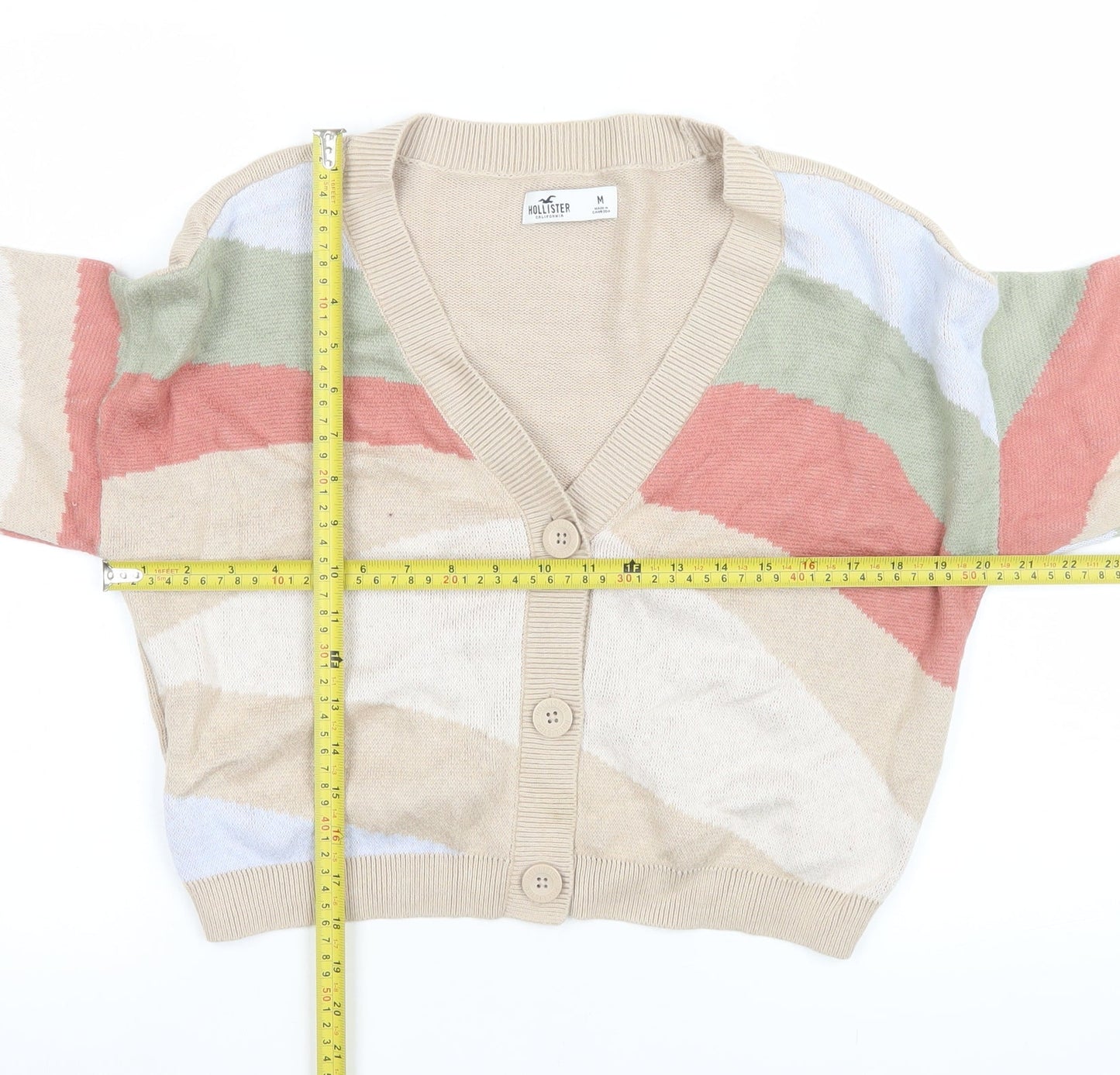 Hollister Womens Multicoloured Knit V-Neck Button Cardigan M