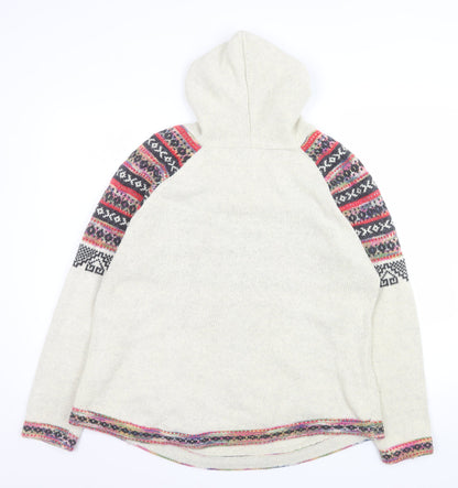 Roman Men’s Beige Fair Isle Hooded Knit Jumper L Casual Winter Pullover