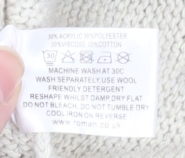 Roman Men’s Beige Fair Isle Hooded Knit Jumper L Casual Winter Pullover