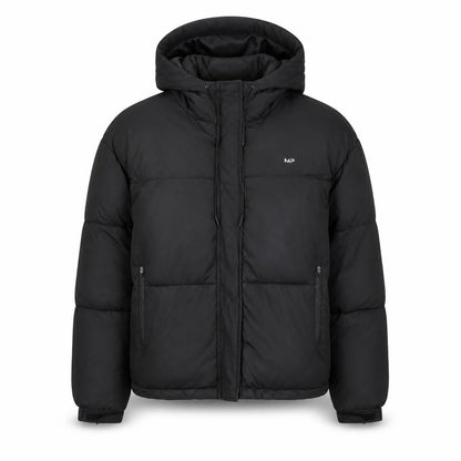 Myprotein Women's Black Hooded Puffer Jacket M Short Zip Winter Coat