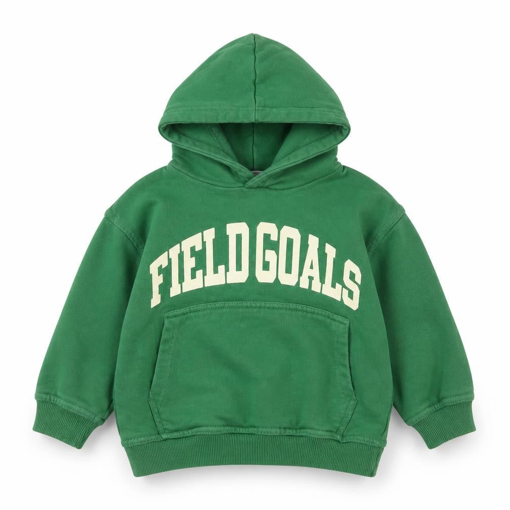 Front view of Zara boys’ green field goals pullover hoodie 3 years cotton sweatshirt