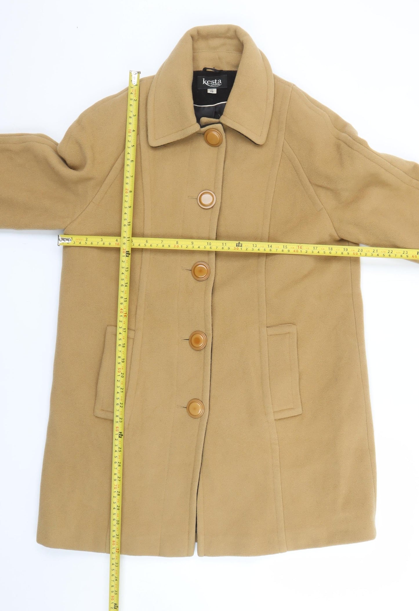 Womens UK Size 12 Kesta London Beige Overcoat