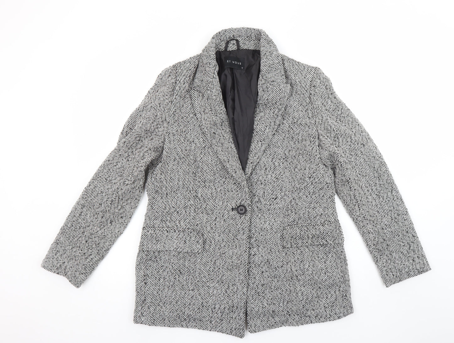 Womens UK Size 12 Et Vous Regular Grey Blazer